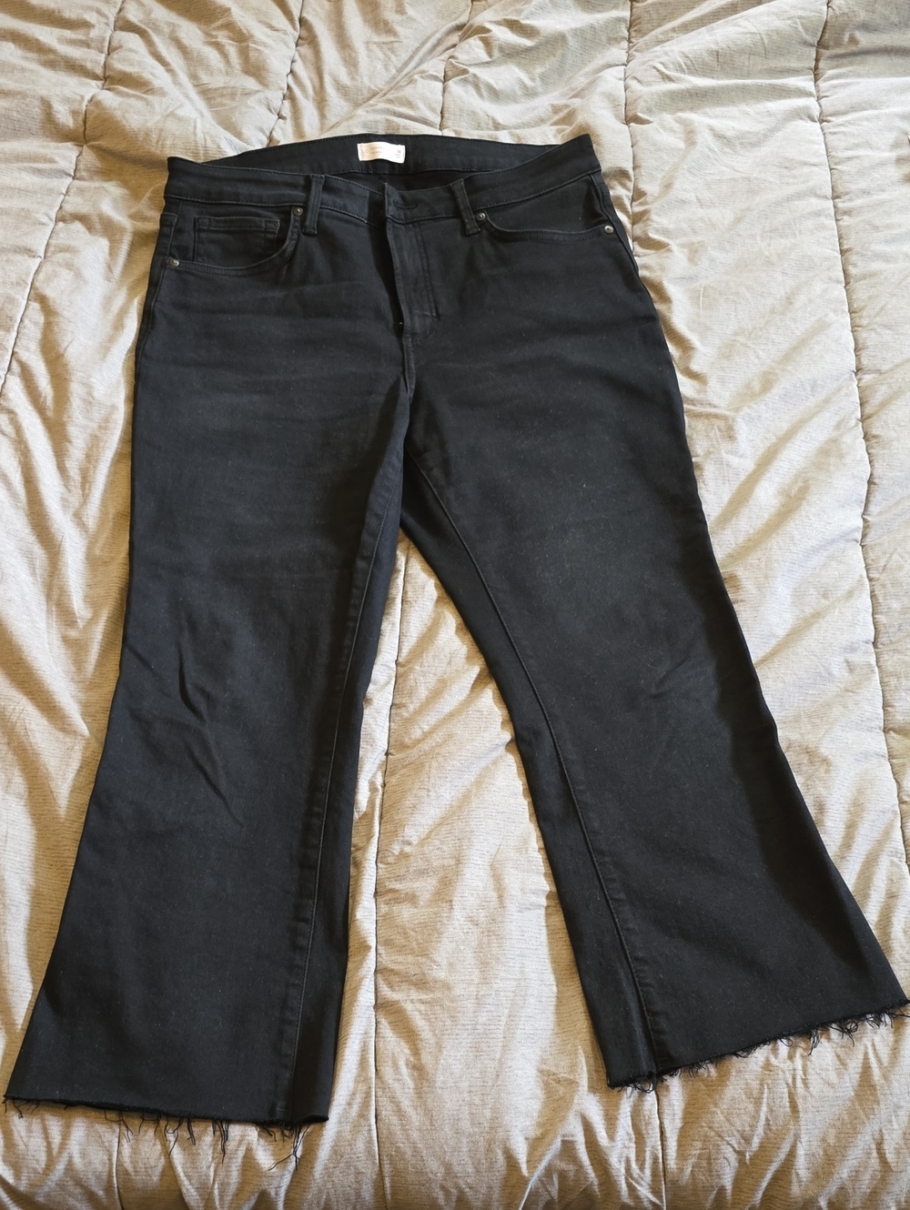 LC Lauren Conrad Black Cropped Flare Jeans With Raw Hems